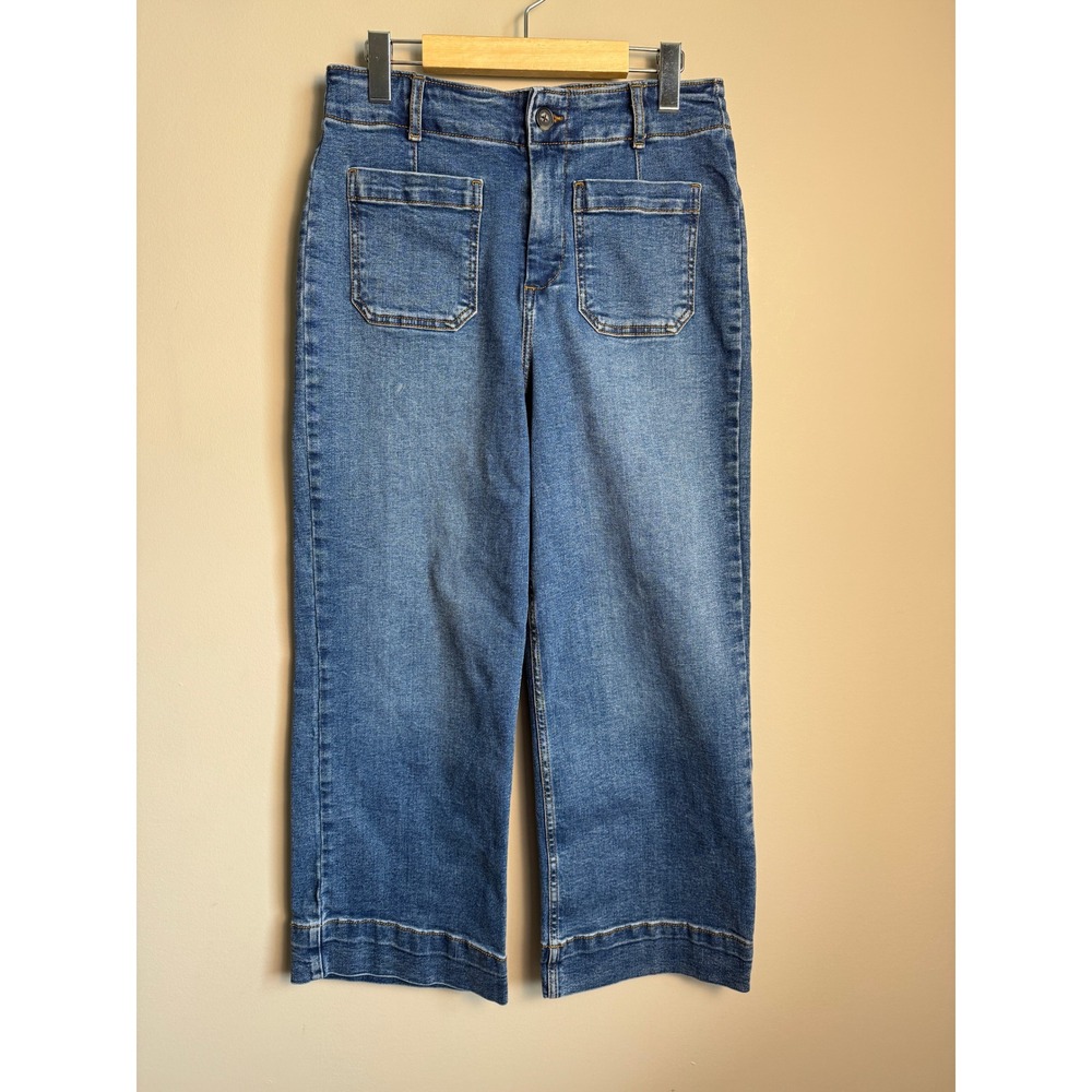 Bagatelle Collection High Rise Wide Leg Crop Jeans Blue 28 Retro Boho Coastal